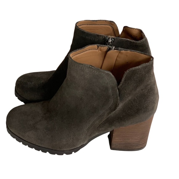 Franco Sarto Upper Leather Suede Ankle Boots Side Zipper Close - Picture 3 of 5